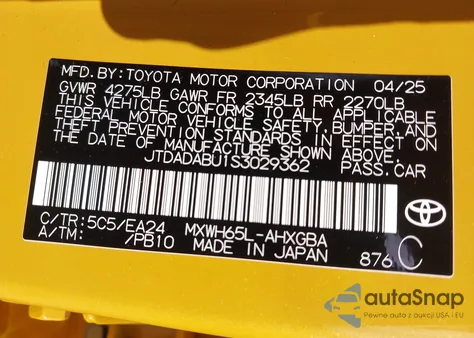 2025 Toyota Prius Nightshade from USA, damaged, VIN JTDADABU1S3029362